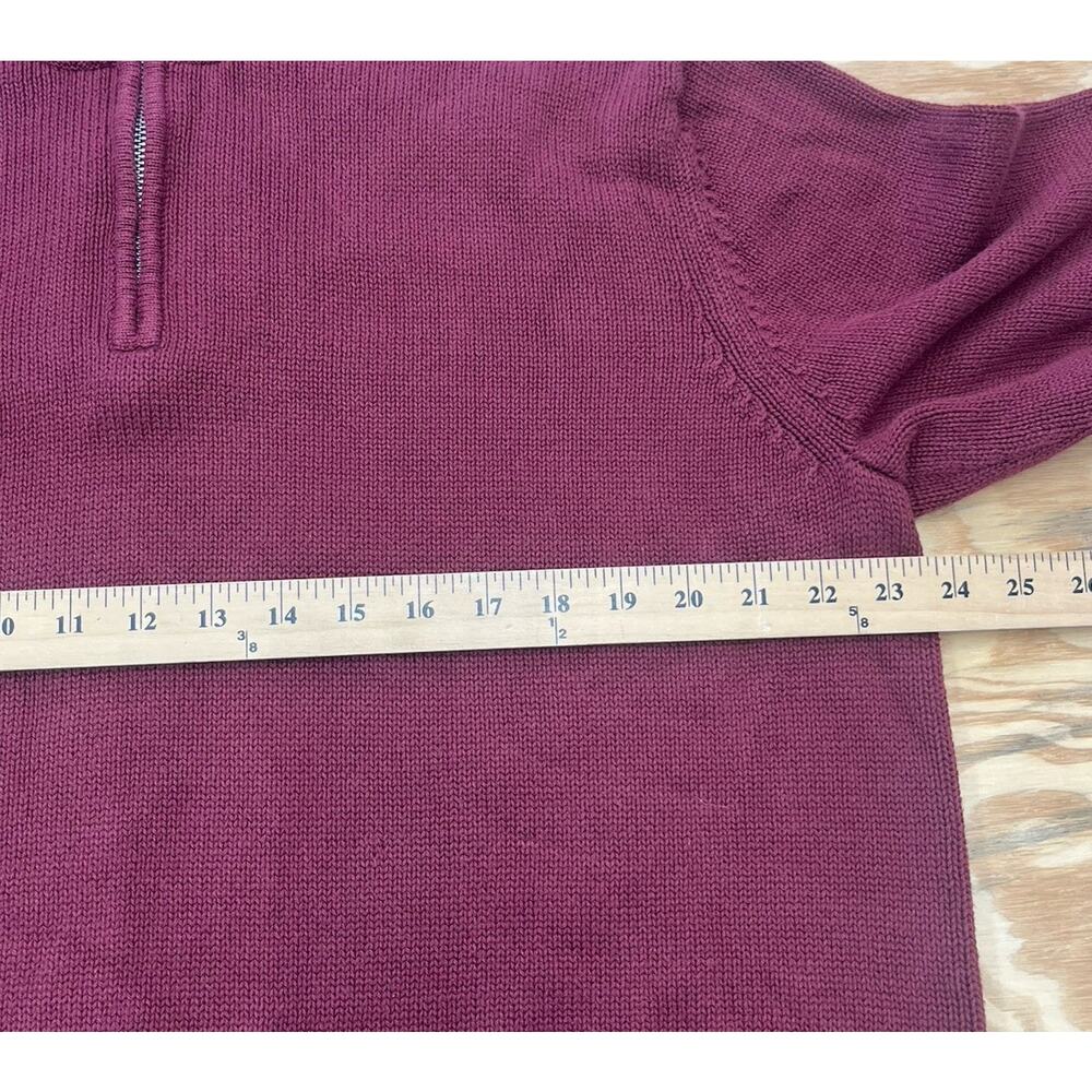 LL Bean Mens Quarter Zip Knit Sweater Size Large Burgundy Thick Outdoor Golf - Picture 6 of 8
